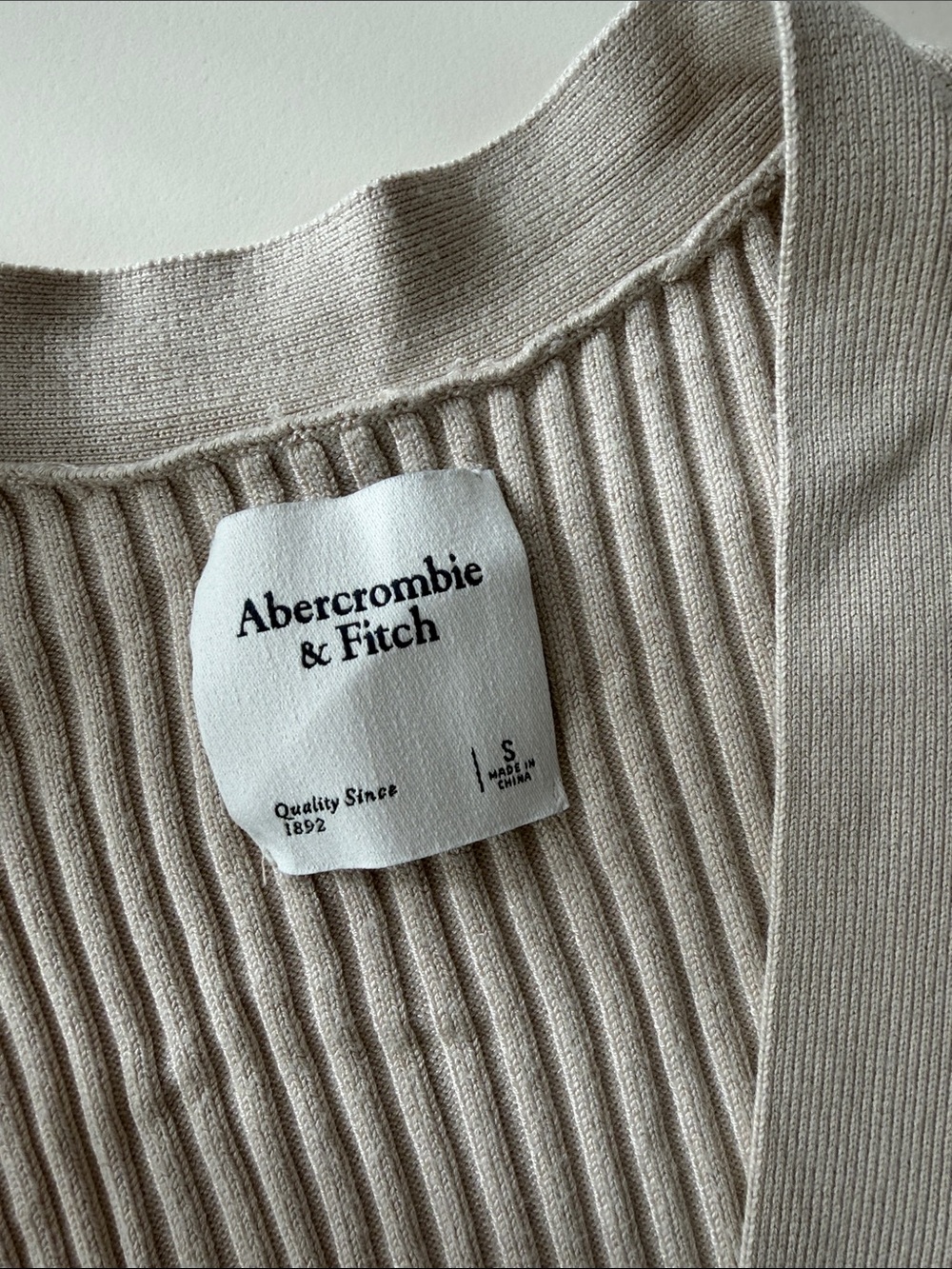 Abercrombie & Fitch Ribbed Crop Cardigan and Tank Set - Light Taupe - Picture 6 of 7